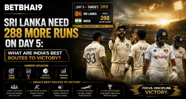 Sri Lanka Need 288 More Runs on Day 5: What Are India’s Best Routes to Victory?